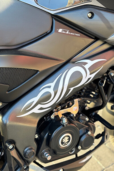 Banxtre ملصق لاصق بنمط قبلي أبيض اللون للدراجات النارية (قطعتان يمينًا ويسارًا)