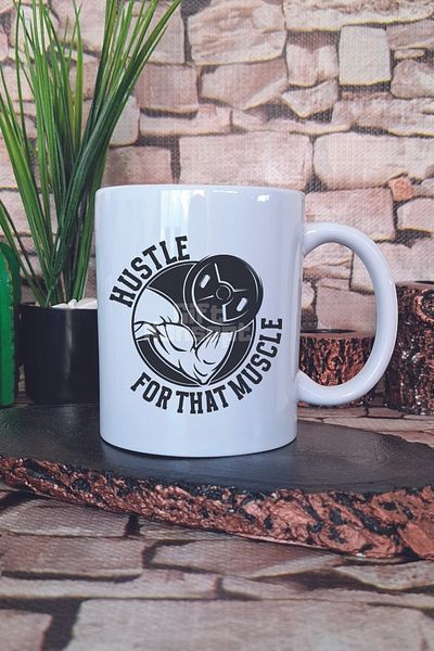giftkonsept Hustle for That Muscle Written Gym Sports Muscle Building Azmi Gift Printed Mug