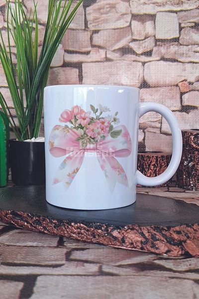 giftkonsept Bow and Flower Themed No: 1 Gift Printed Tea Coffee Presentation Mug Cup