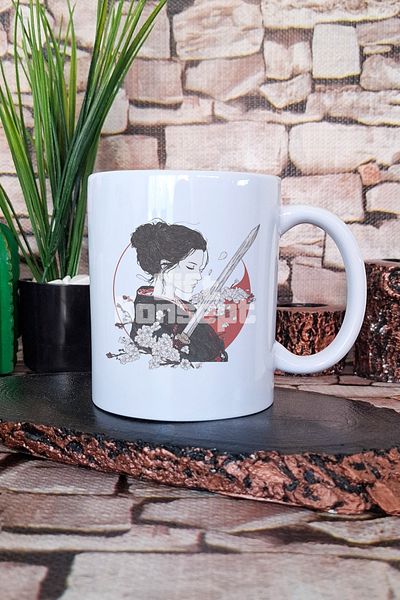 giftkonsept Samurai Girl 2 Printed Anime Warrior Girl Japanese Manga Gift Printed Tea Coffee Presentation Mug Cup