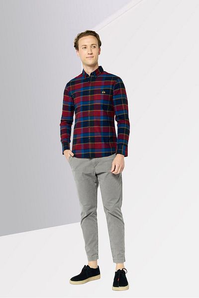La Martina Men Tailored Fit Checkered Long Sleeves Casual Shirt, Multicolor