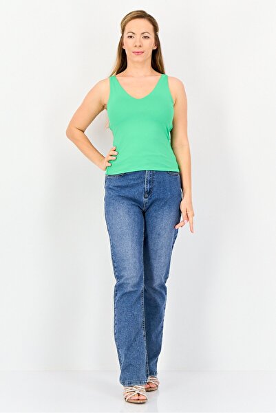 Bebe Women V Neck Sleeveless Solid Tank Top, Green