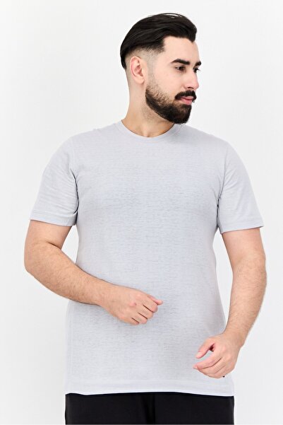 adidas تي شيرت يوجا رجالي قصة ضيقة بأكمام قصيرة، رمادي