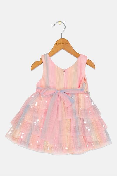 Couture Clips Toddlers Girl Textured Partywear Dress, Multicolor