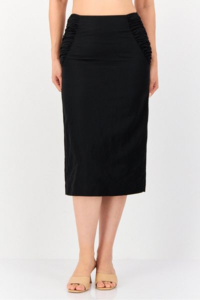 MSGM Women Textured Midi Skirts, Black