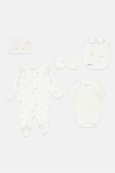 Rock A Bye Baby Boutique Toddlers Boy 5 Pcs Allover Print Gift Set, Multicolor