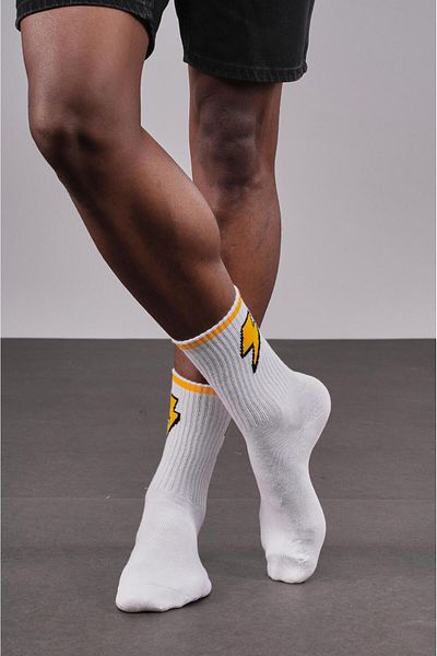 Butik Unisex Sports 4-Piece Lightning Patterned Comfortable Cotton Socks