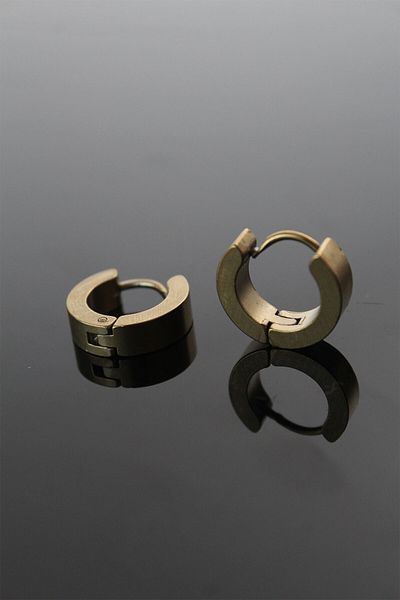 MBB ETİCARET 316L Steel Gold Color Ring Model Double Earring - TJ-EKP252