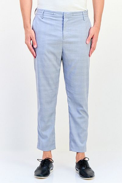 CELIO Men Straight Fit Checkered Chino Pants, Grey
