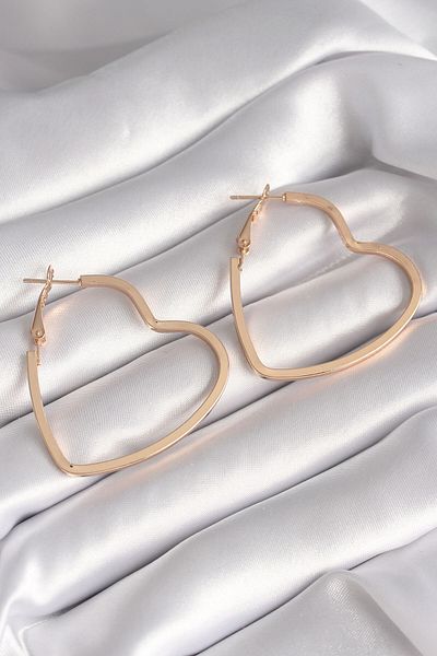 MBB ETİCARET Brass Gold Color Heart Model Women's Earrings - TJ-BKP8706