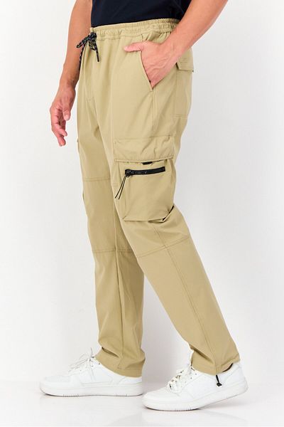 CELIO Men Regular Fit Solid Cargo Pants, Khaki