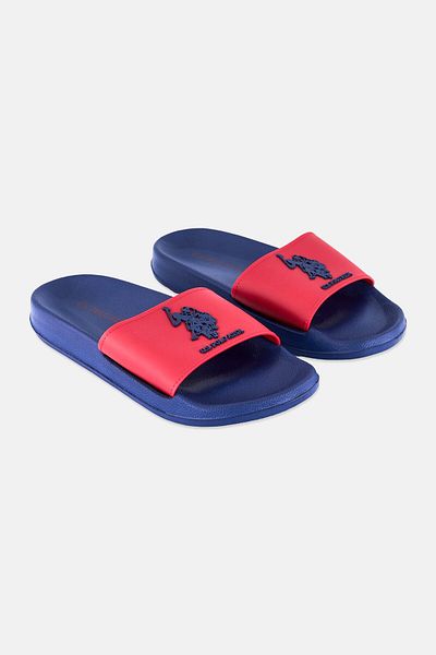 U.S. Polo Assn. شبشب رجالي مطاطي سهل الارتداء بشعار العلامة التجارية، متعدد الألوان