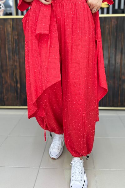 GÖKSEL Full Stone Pants Red Large Size