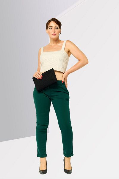 Harmont & Blaine Women Regular Fit Solid Straight Leg Pants, Green