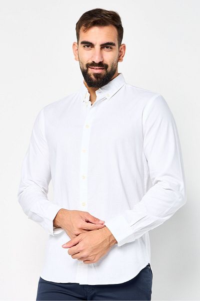Scuderia Ferrari Men Regular Fit Solid Long Sleeve Casual Shirt, White