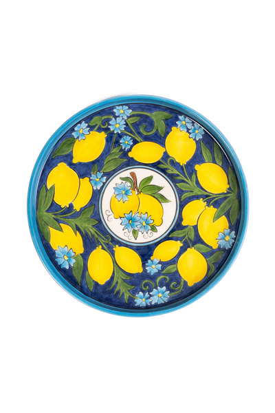 Feeling Good Inside Amalfi Coast Handmade Seramik Kobalt Yuvarlak Tepsi