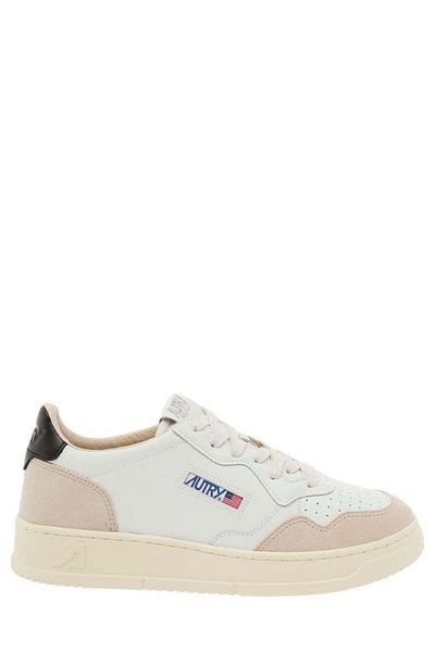 AUTRY 'Medalist' White Low Top Sneakers With Beige Suede Details In Leather Man