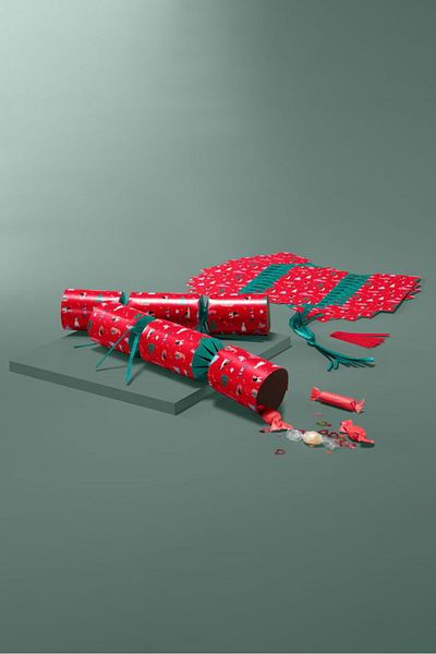 Tchibo 6 Pieces DIY Surprise Christmas Cracker, Red and Green