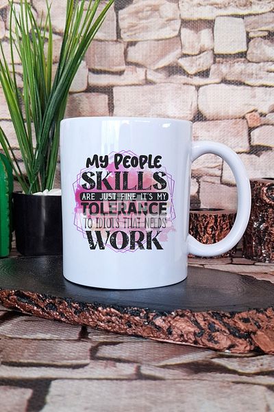 giftkonsept "My People Skills Fine, Idiot Tolerance Needs Work" Gift Printed Tea Coffee Presentation Mug Cup
