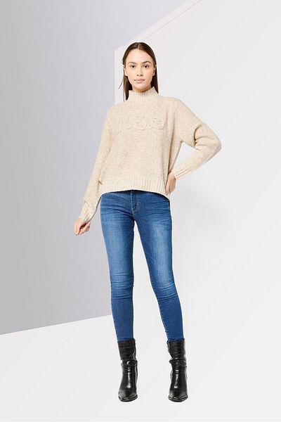 Harmont & Blaine Women Crew Neck Knitted Sweater, Beige