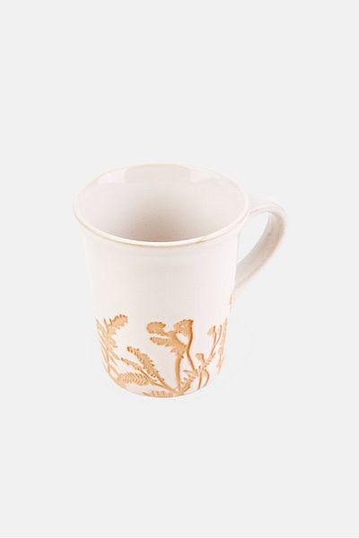 Boltze Floral Pattern Stoneware Jumbo Mug 480ml, Off White