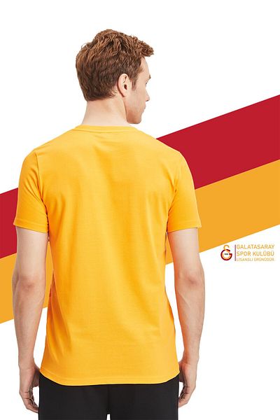 Galatasaray Γνήσιο μπλουζάκι με κίτρινο στάμπα Lion με άδεια χρήσης