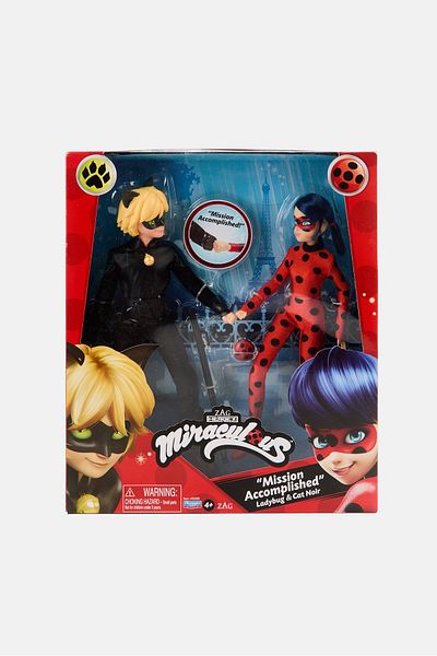 ZAG Heroez Miraculous 2-Pack Ladybug and Cat Noir Mission Accomplished Fashion Dolls