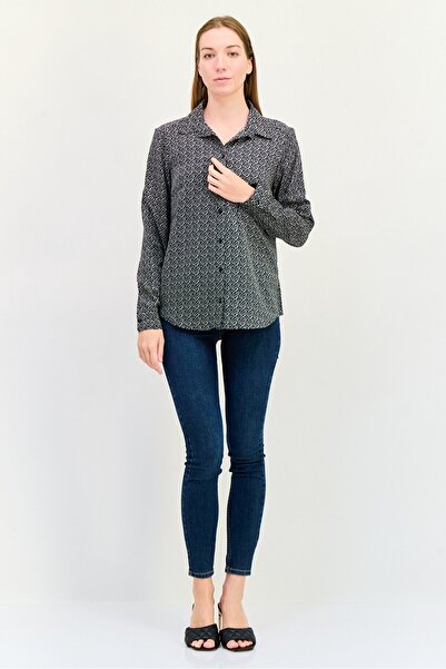 Brave Soul Women Spread Collar Long Sleeves Allover Print Shirt, Multicolor