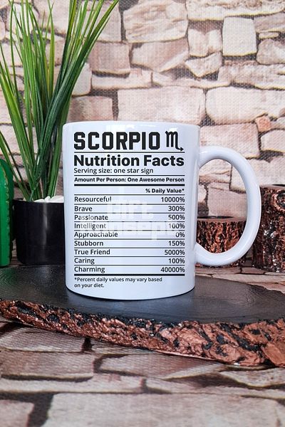 giftkonsept Scorpio "Scorpio Nutrition Facts" Funny Gift Printed Tea Coffee Presentation Mug Cup
