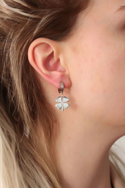 MBB ETİCARET 316L Steel Silver Color Clover Earrings - TJ-BKP6328