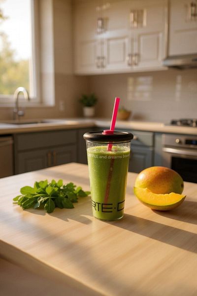 UCR HOME Glass Water Bottle Water Flask with Strainer Water Bottle with Straw Stopper Detox Sports Camping Yoga 800 ml