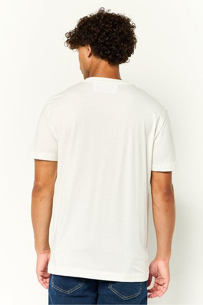 John Richmond Men Crew Neck Short Sleeve Graphic Pint T-Shirt, Off White