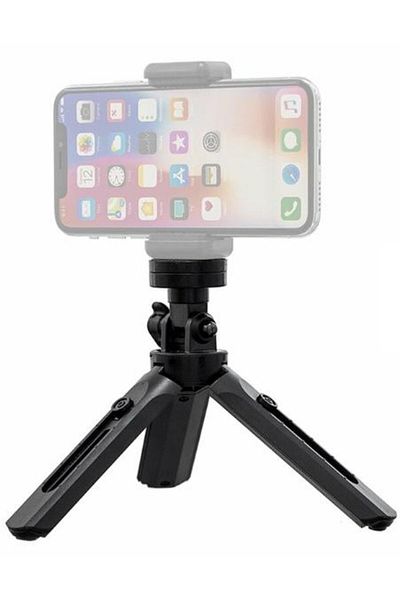 Dexia 360° rotating mini tripod for phone and GoPro – compact, black