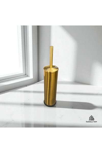 İSAOĞLU YAPI Matte Gold Toilet Bowl Brush Brushed Gold Bathroom Toilet Bowl Accessory