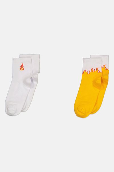 Don't Call Me Jennyfer Women 2 Pair Embroidered Crew Socks, White Combo