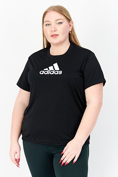 adidas تي شيرت رياضي نسائي بأكمام قصيرة للتدريب، أسود