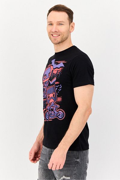 Funko Batman Men Crew Neck Short Sleeves Printed T-Shirt, Black