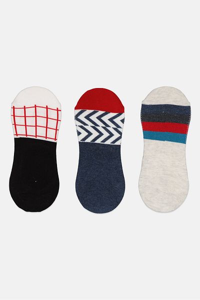 Tapout Men 3 Pairs Textured Invisible Socks, Multicolor