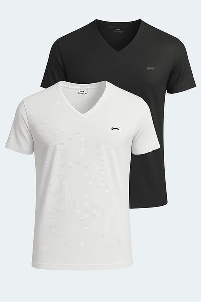 Slazenger KATRINA Σετ 2 ανδρικά μπλουζάκια Λευκό - Μαύρο