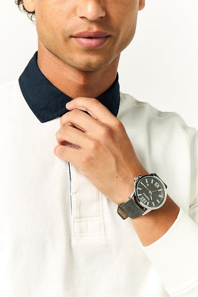 Timberland Men TDWJB2004201 Leather Analog Watch 45mm, Grey