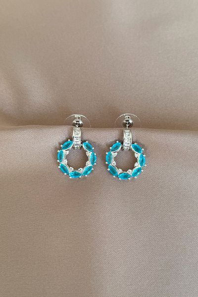 laria jewelry Blue Jewelled Hoop Earrings