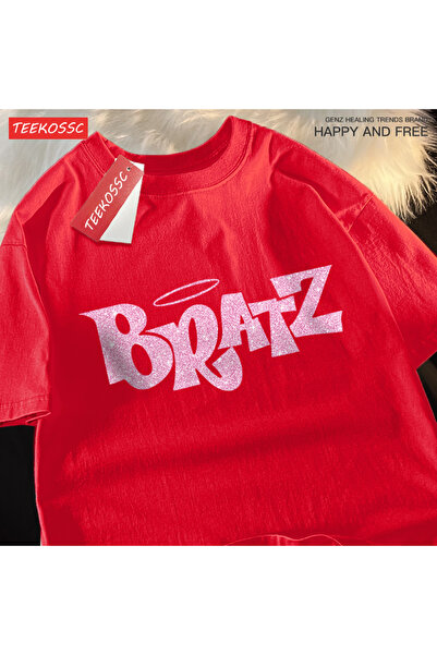 StartMore تي شيرت Y2k Vintage تي شيرت وردي بأحرف كرتونية Bratz