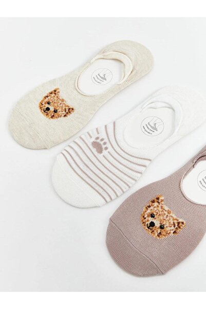 LC Waikiki Дамски чорапи за балерини с щампа Dream Bear Teddy, 3 броя (S5)
