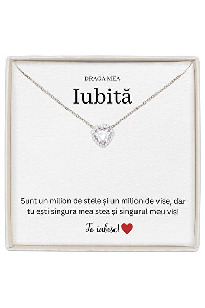 The Jewel Heart Colier elegant cu pandantiv pentru ea, inimă cu mesaj de drag...