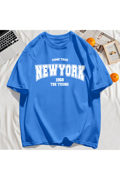 StartMore Y2K Vintage T-Shirt Tee Real Come New York 1968 Simple Art Letter P...