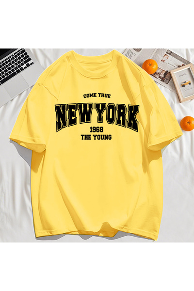 StartMore Y2K Vintage T-Shirt Tee Real Come New York 1968 Simple Art Letter P...