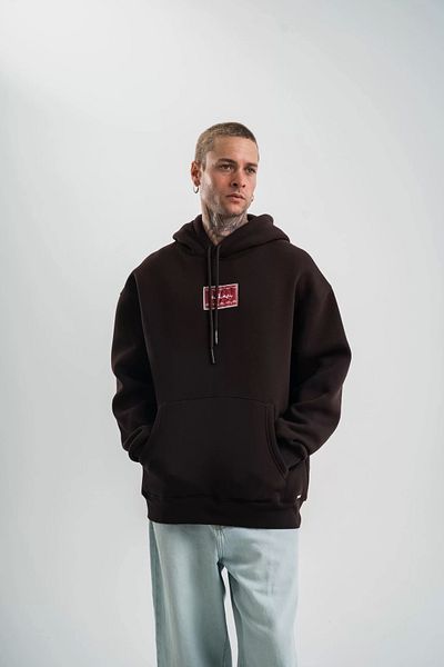Silerra Double Oversize Hooded Digital Patch Sweatshirt - Brown