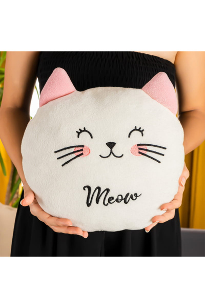 Mersi SHOP Pernă drăguță cu figurină de pisică – Design moale cu tematică „Meow”