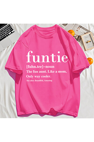 StartMore تي شيرت Y2k Vintage تي شيرت Funtie Aunt Like Mom Fun مطبوع