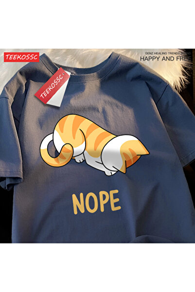 StartMore تي شيرت Y2k Vintage تي شيرت قطة برتقالية صغيرة ترفرف رأسها وتحارب